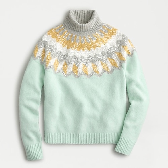 Crew Fair Isle Sequin Turtleneck Sweater